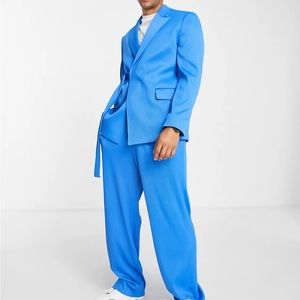 🥏 NWT ASOS Design suit pants in electric blue plisse 🥏